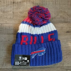 Buffalo Bills NEW ERA KNIT CUFF POM BEANIE HAT NWT NFL On Field Winter
